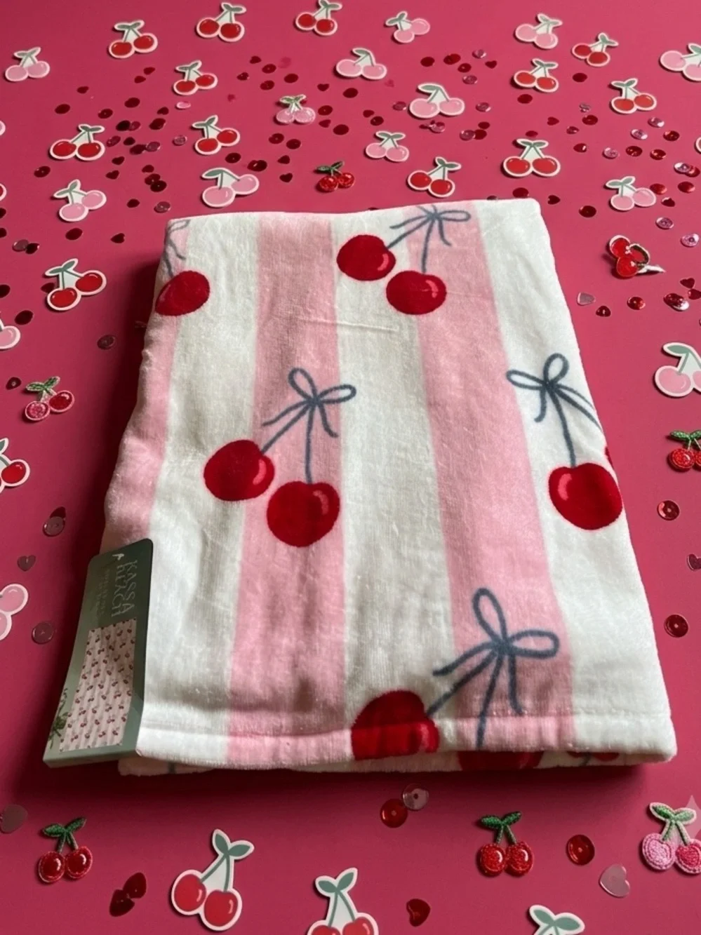 Kassa Cherry Stripe Beach Towel